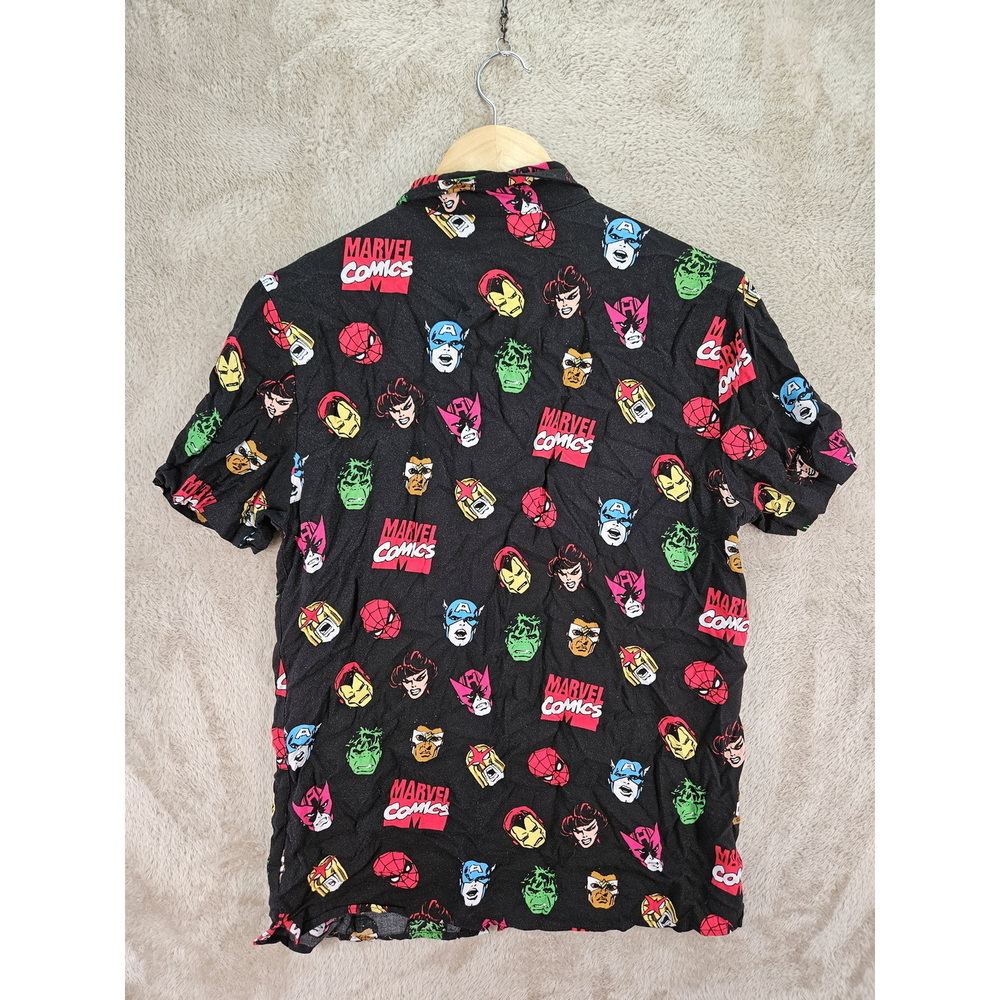 Marvel Comics All-over Print Short-sleeve Shirt Spider-Man Hulk Iron Man Size S - Picture 9 of 10